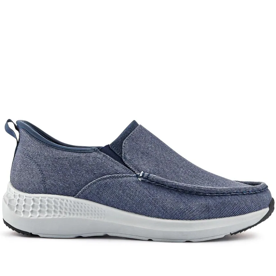 Easy Step In Wide Fit Laceless Trainers - Navy
