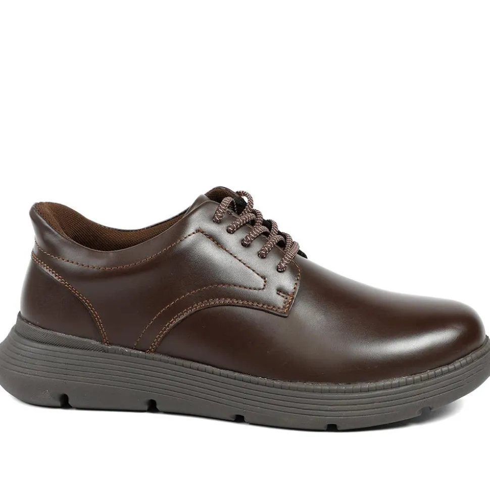 Easy Step In Wide Fit Leather Lace Up Shoes - Brown