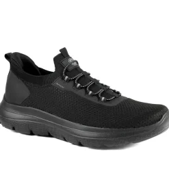 Easy Step In Wide Fit Memory Foam Lace Up Trainers - Black