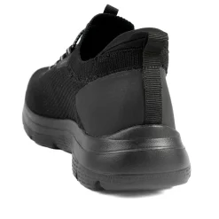 Easy Step In Wide Fit Memory Foam Lace Up Trainers - Black