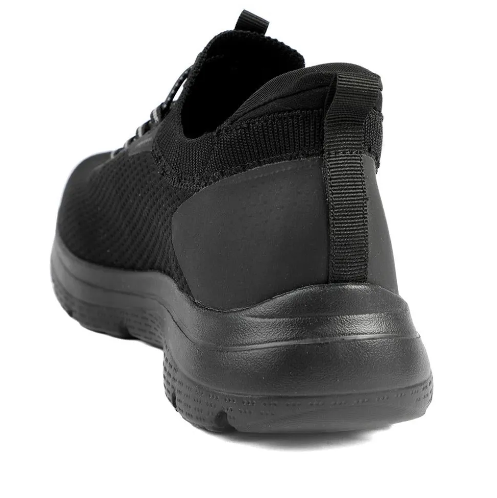Easy Step In Wide Fit Memory Foam Lace Up Trainers - Black