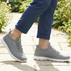 Easy Step In Wide Fit Memory Foam Lace Up Trainers - Charcoal