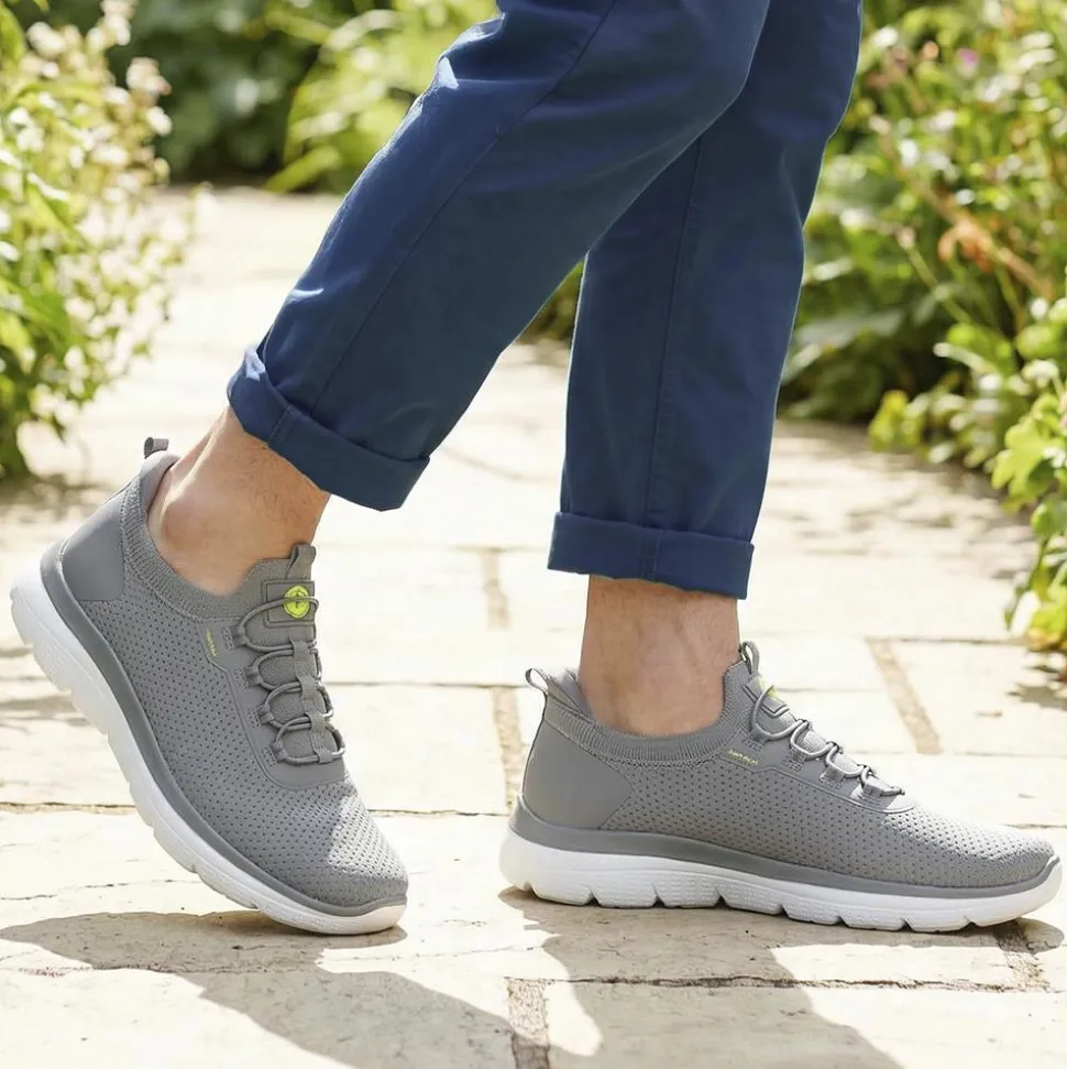 Easy Step In Wide Fit Memory Foam Lace Up Trainers - Charcoal