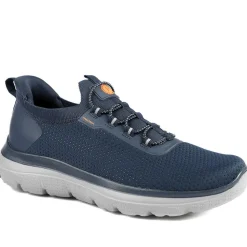 Easy Step In Wide Fit Memory Foam Lace Up Trainers - Navy