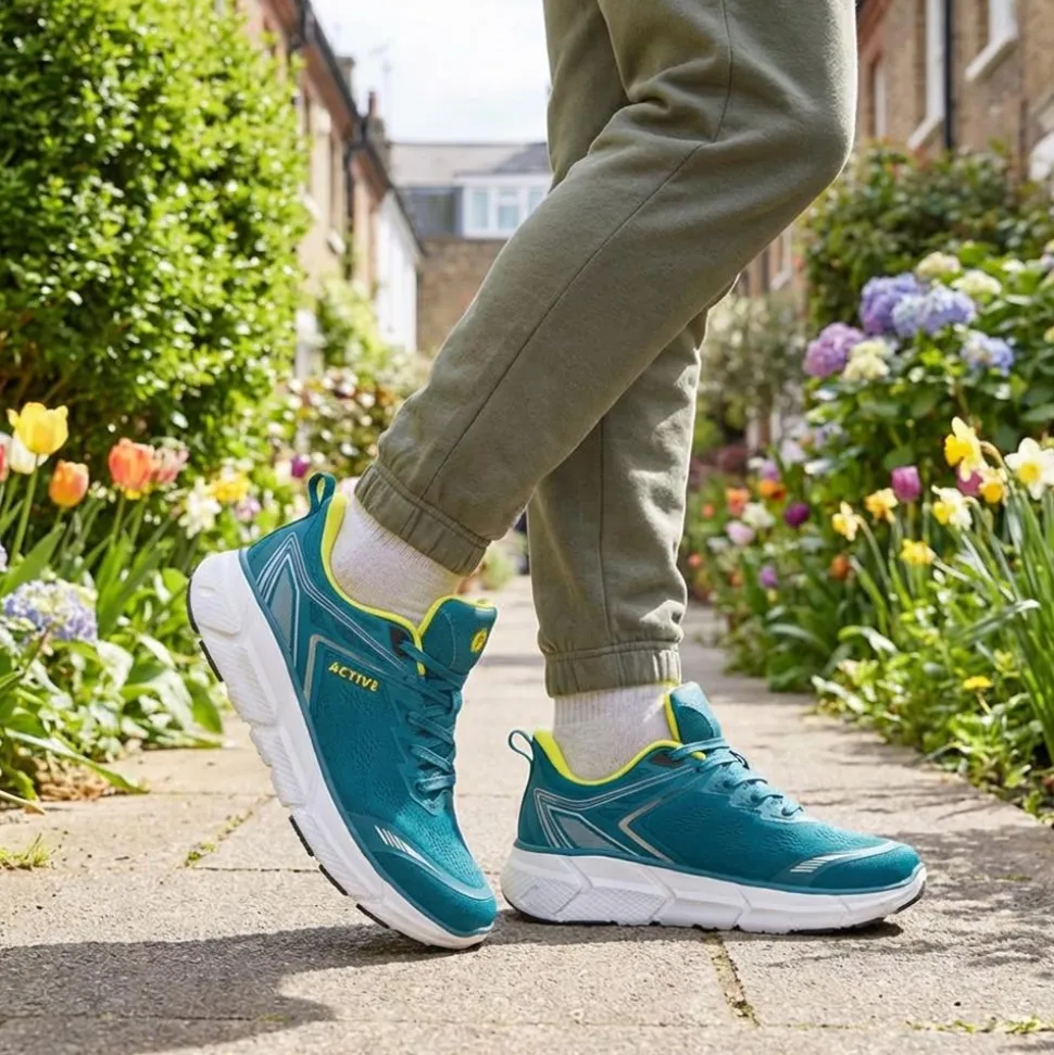 Easy Step In Wide Fit Memory Foam Trainers - Aqua