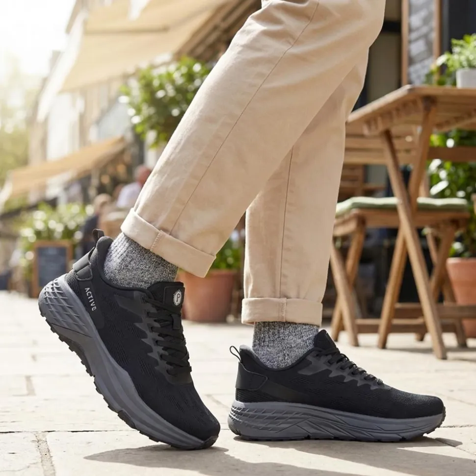 Easy Step In Wide Fit Memory Foam Trainers - Black