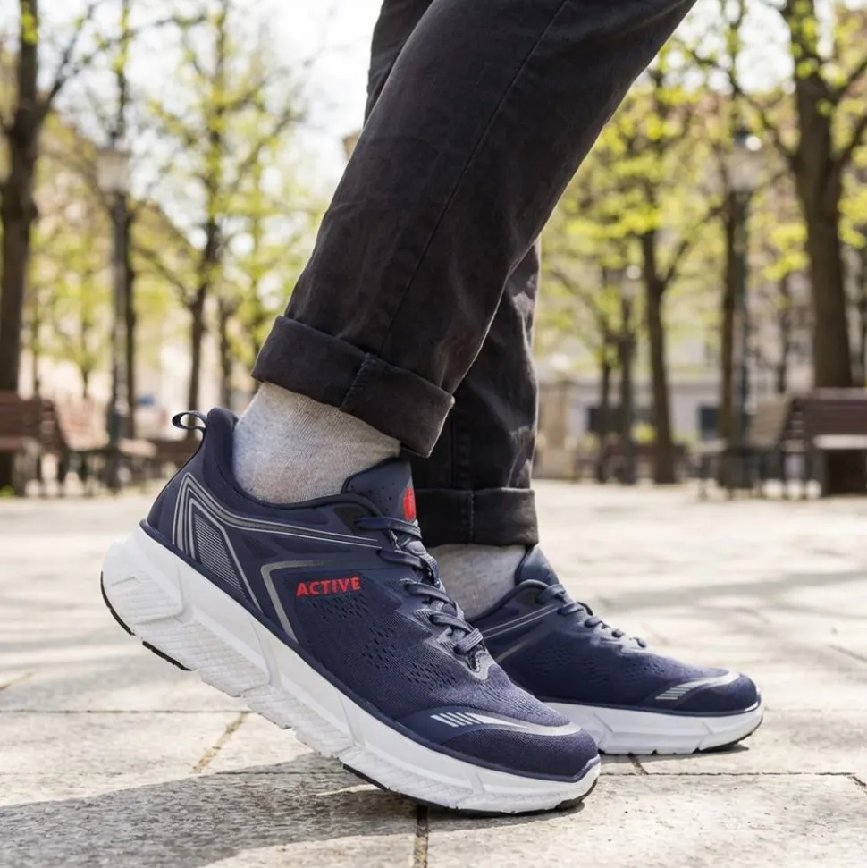 Easy Step In Wide Fit Memory Foam Trainers - Navy