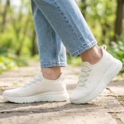 Easy Step In Wide Fit Memory Foam Trainers - Off White