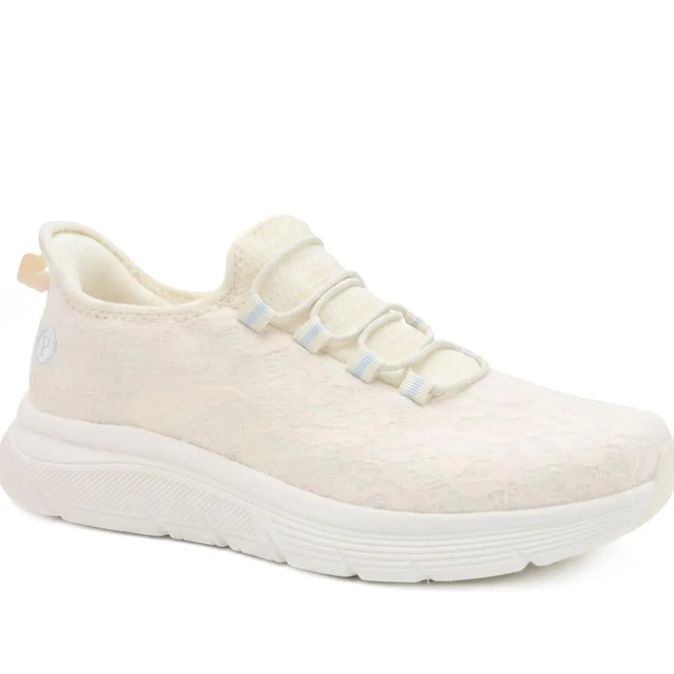 Easy Step In Wide Fit Memory Foam Trainers - Off White