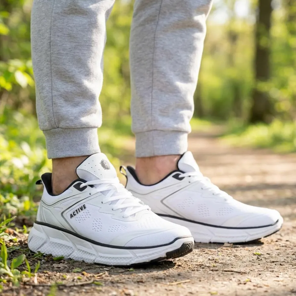 Easy Step In Wide Fit Memory Foam Trainers - White