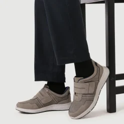 Easy Step In Wide Fit Touch Fastening Trainers - Grey