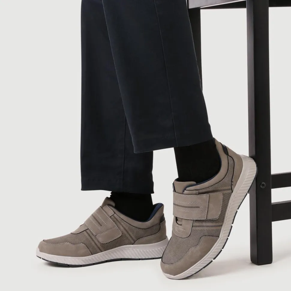 Easy Step In Wide Fit Touch Fastening Trainers - Grey
