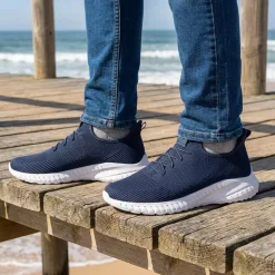 Easy Step In Wide Fit Trainers - Navy
