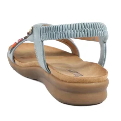 Elasticated Embellished Slingback Sandals - Denim