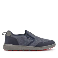 Elasticated Fabric Slip-Ons - Navy Multi