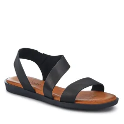 Elasticated Leather Sandals - Black