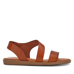 Elasticated Leather Sandals - Tan