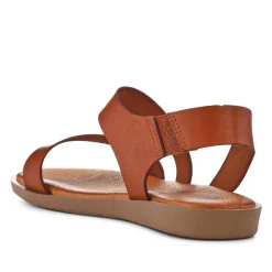 Elasticated Leather Sandals - Tan