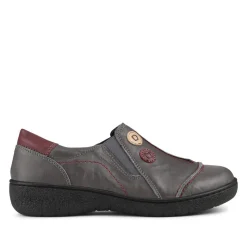 Elasticated Leather Slip-On Shoes - Grey