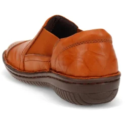 Elasticated Leather Slip-Ons - Tan