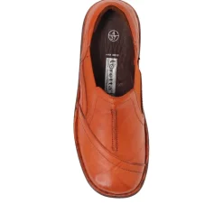Elasticated Leather Slip-Ons - Tan
