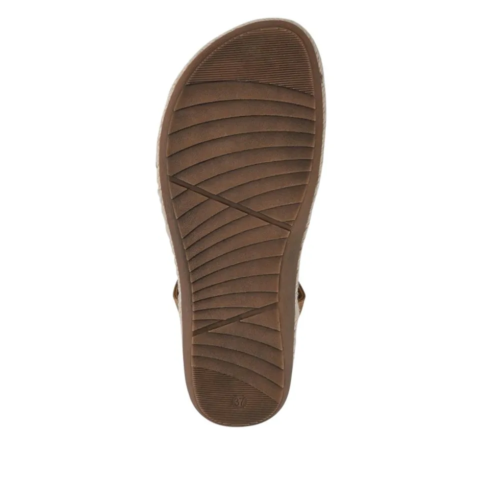 Elasticated Slingback Toe Post Sandals - Brown