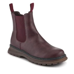 Elasticated Slip-On Boots With Inside Zip - Burgundy