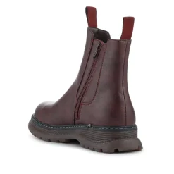Elasticated Slip-On Boots With Inside Zip - Burgundy