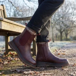 Elasticated Slip-On Boots With Inside Zip - Burgundy