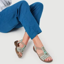 Elasticated Strappy Sandals - Green