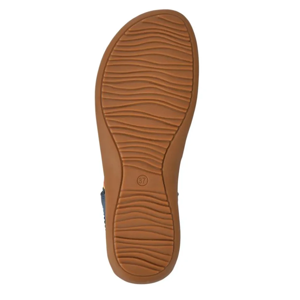 Elasticated Toe Post Sandals - Denim