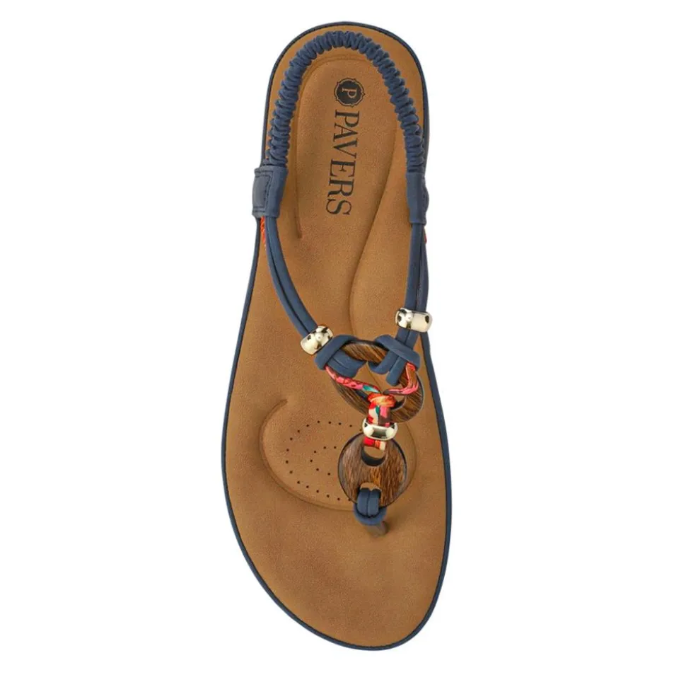 Elasticated Toe Post Sandals - Denim