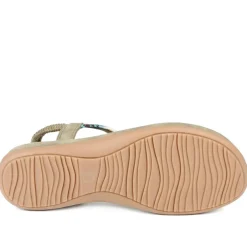 Elasticated Toe Post Sandals - Khaki
