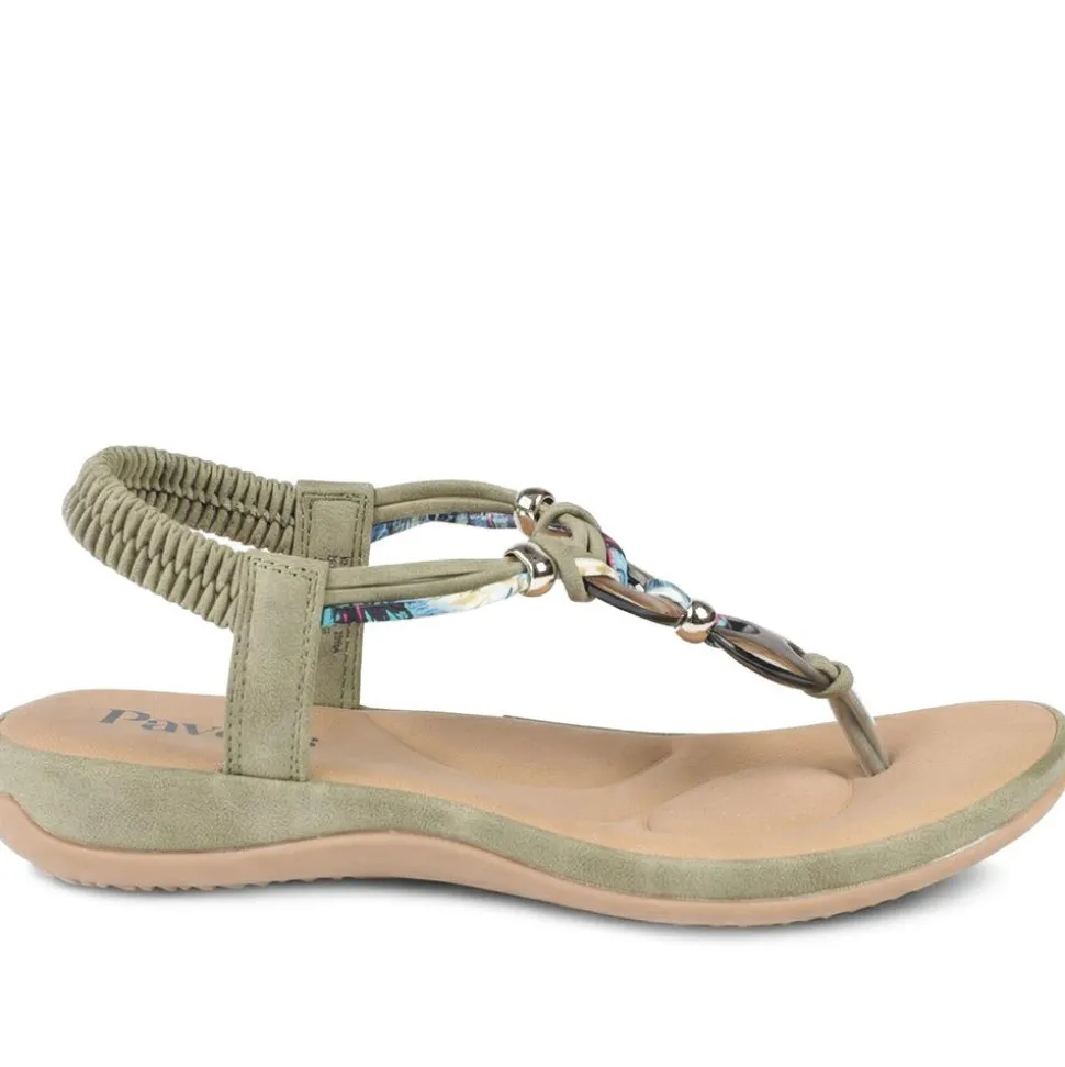 Elasticated Toe Post Sandals - Khaki