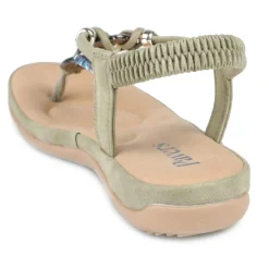 Elasticated Toe Post Sandals - Khaki