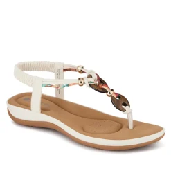 Elasticated Toe Post Sandals - White