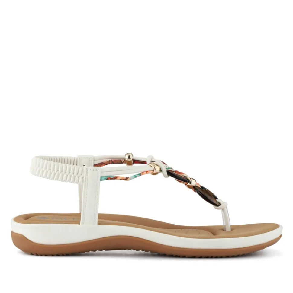 Elasticated Toe Post Sandals - White