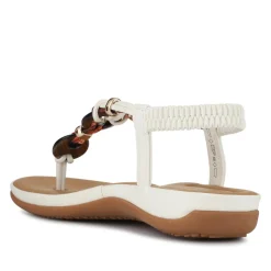 Elasticated Toe Post Sandals - White