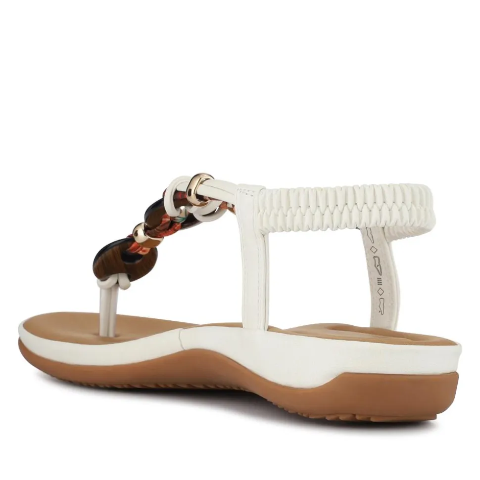Elasticated Toe Post Sandals - White
