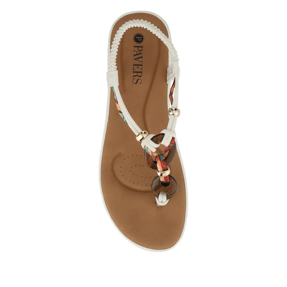 Elasticated Toe Post Sandals - White