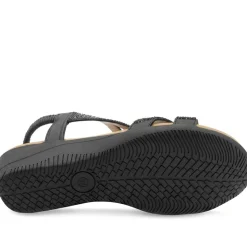 Elasticated Wedge Sandals with Cushioned Insole - Black