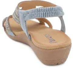 Elasticated Wedge Sandals with Cushioned Insole - Blue