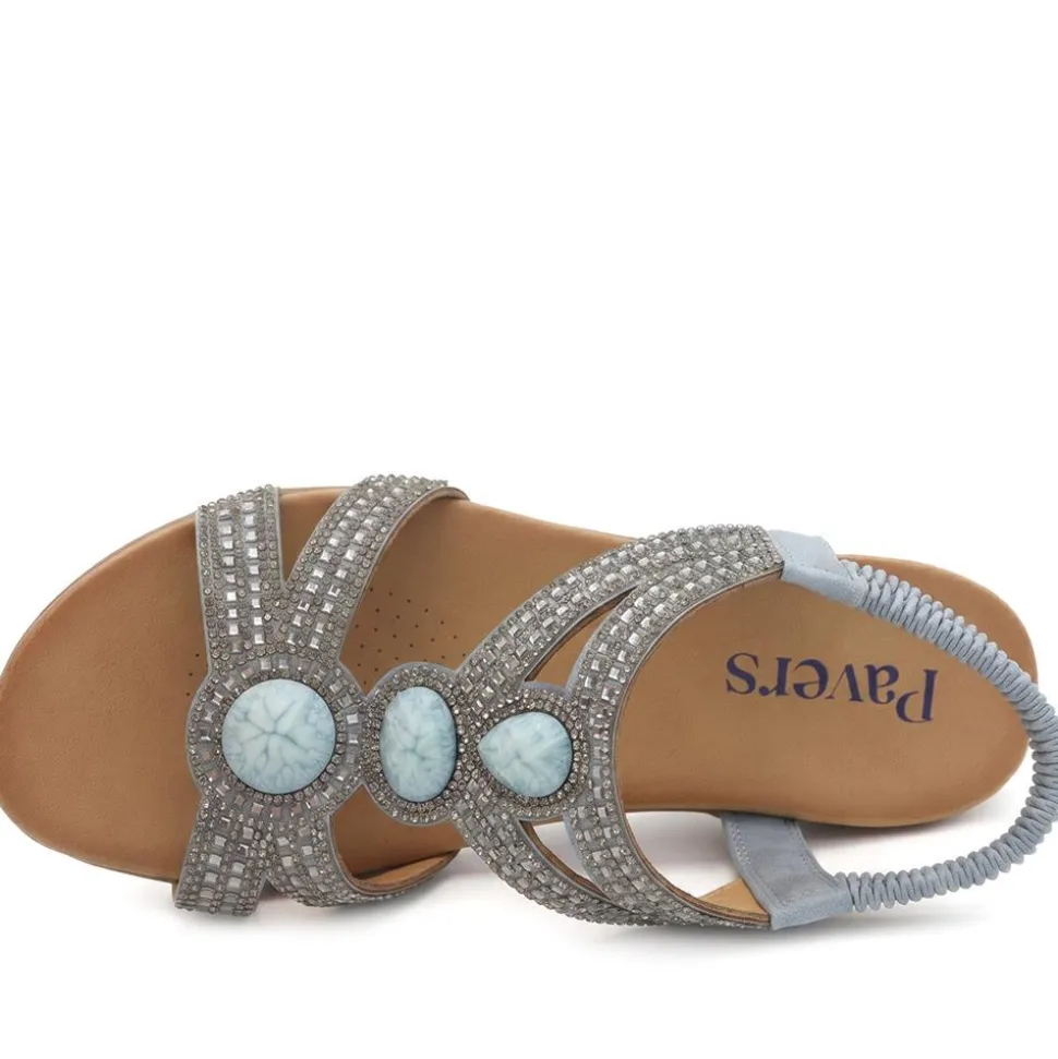 Elasticated Wedge Sandals with Cushioned Insole - Blue