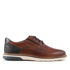 Elastic Fit Lace Up Shoes - Cognac