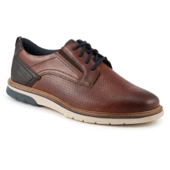Elastic Fit Lace Up Shoes - Cognac