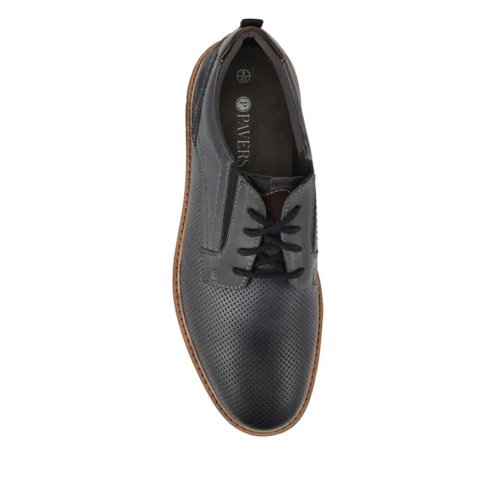 Elastic Fit Lace Up Shoes - Navy