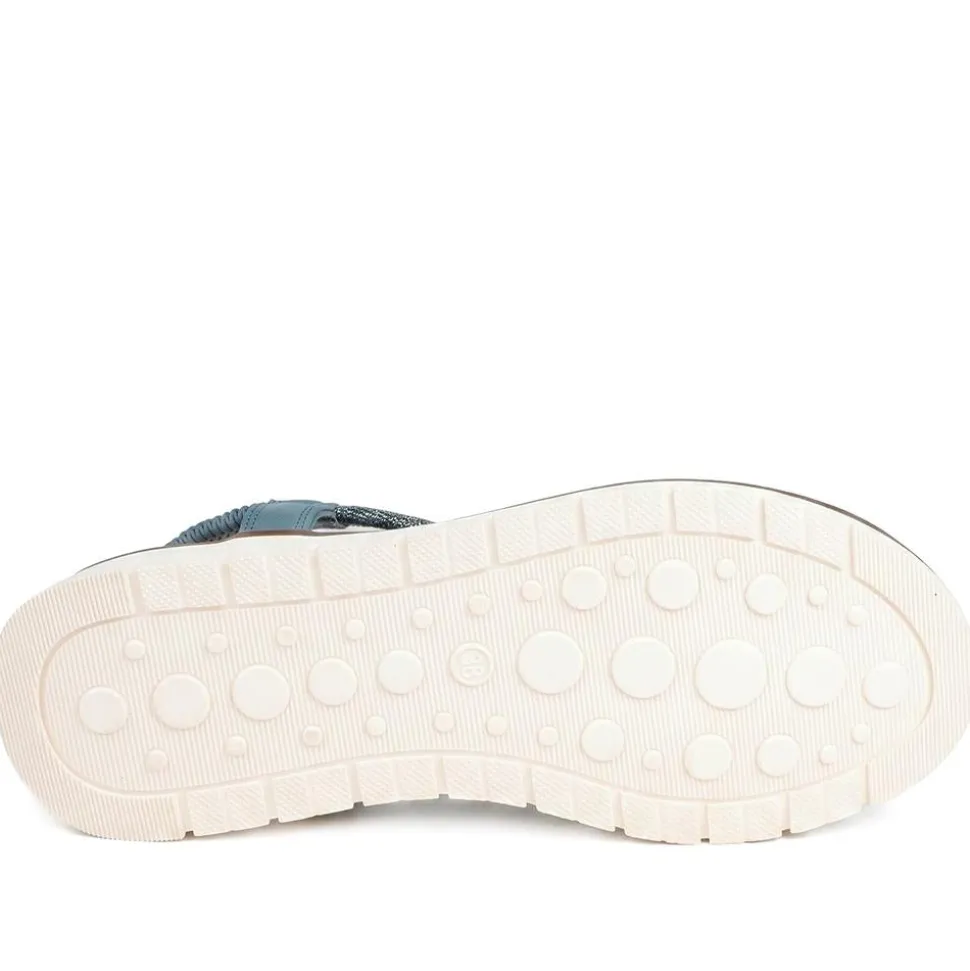 Elastic Fit Wedged Toe Post Sandals - Blue