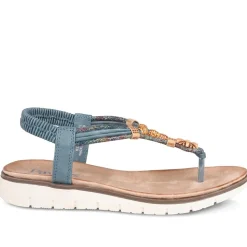 Elastic Fit Wedged Toe Post Sandals - Blue