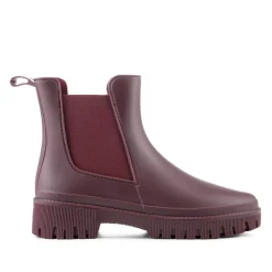 Elastic Fit Wellington Boots - Burgundy