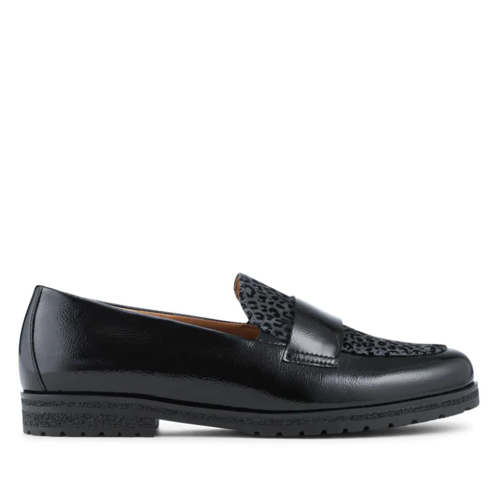 Elder Gabor Leather Loafers - Black